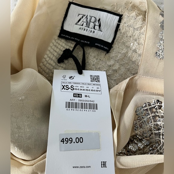 NEW NWT Zara Atelier Limited Edition Contrasting Maxi Dress Kaftan Sequin S - Picture 5 of 15